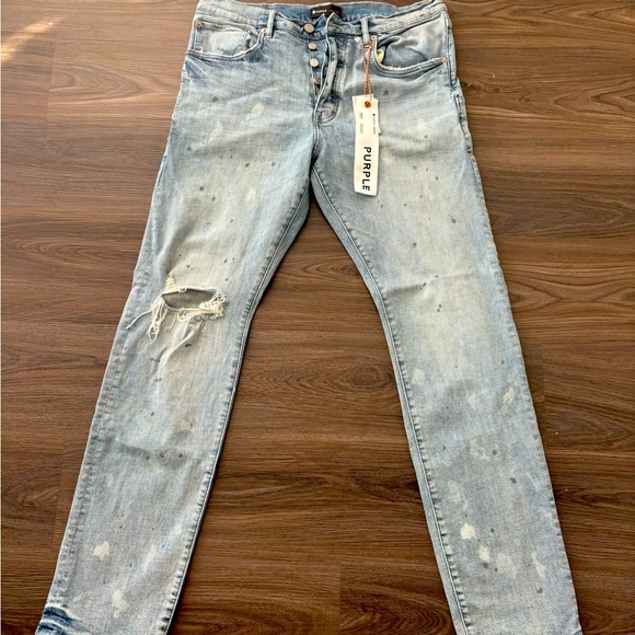 Purple paint splattered Jeans - Picture 1 of 3